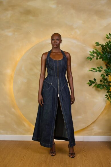 Halter Neck Denim Dress