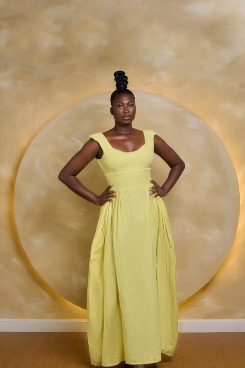 Scoop Neckline Asymmetrical Waistline Dress